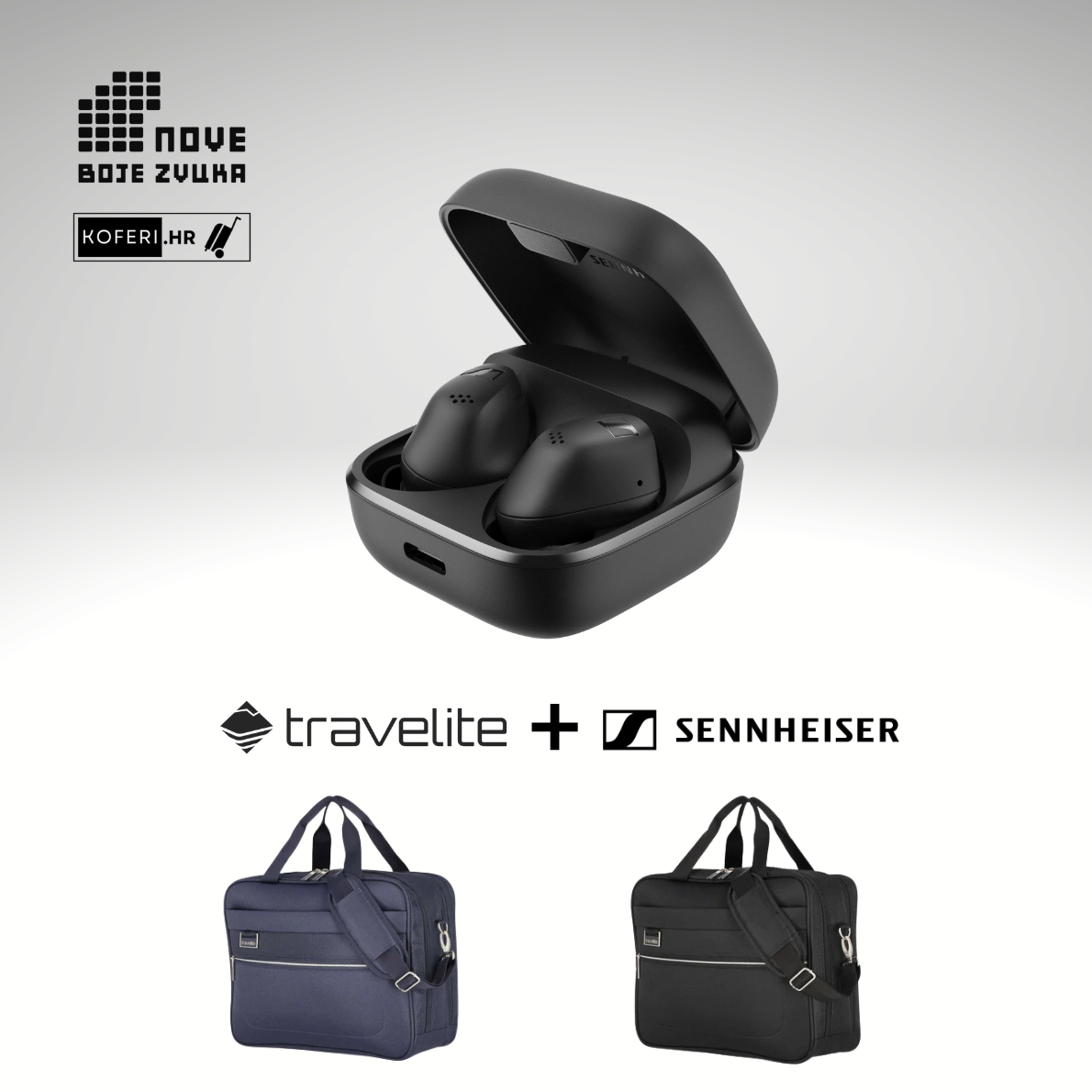 SENNHEISER ACCENTUM TRUE WIRELESS + Travelite Laptop torba - Nove Boje Zvuka