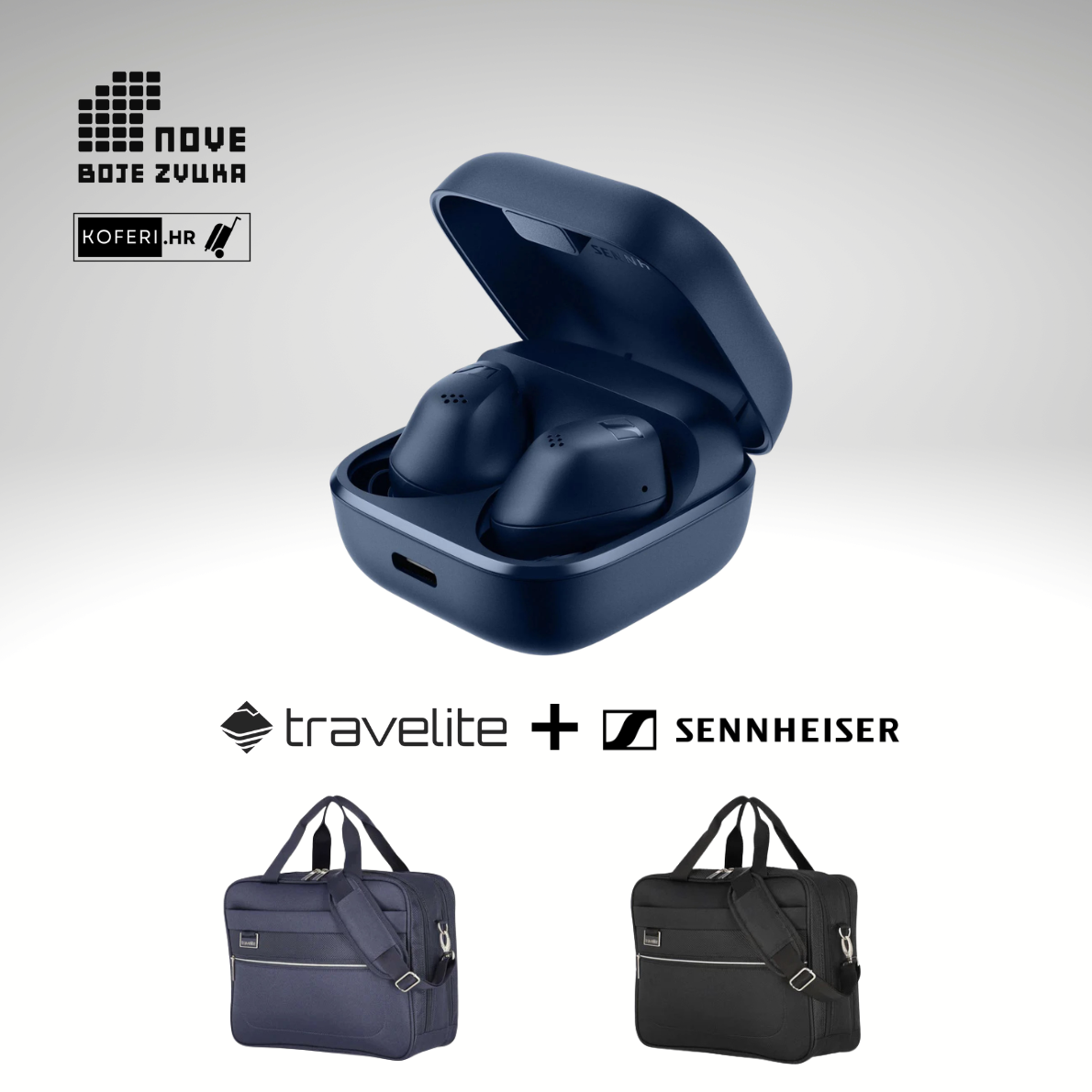 SENNHEISER ACCENTUM TRUE WIRELESS + Travelite Laptop torba - Nove Boje Zvuka