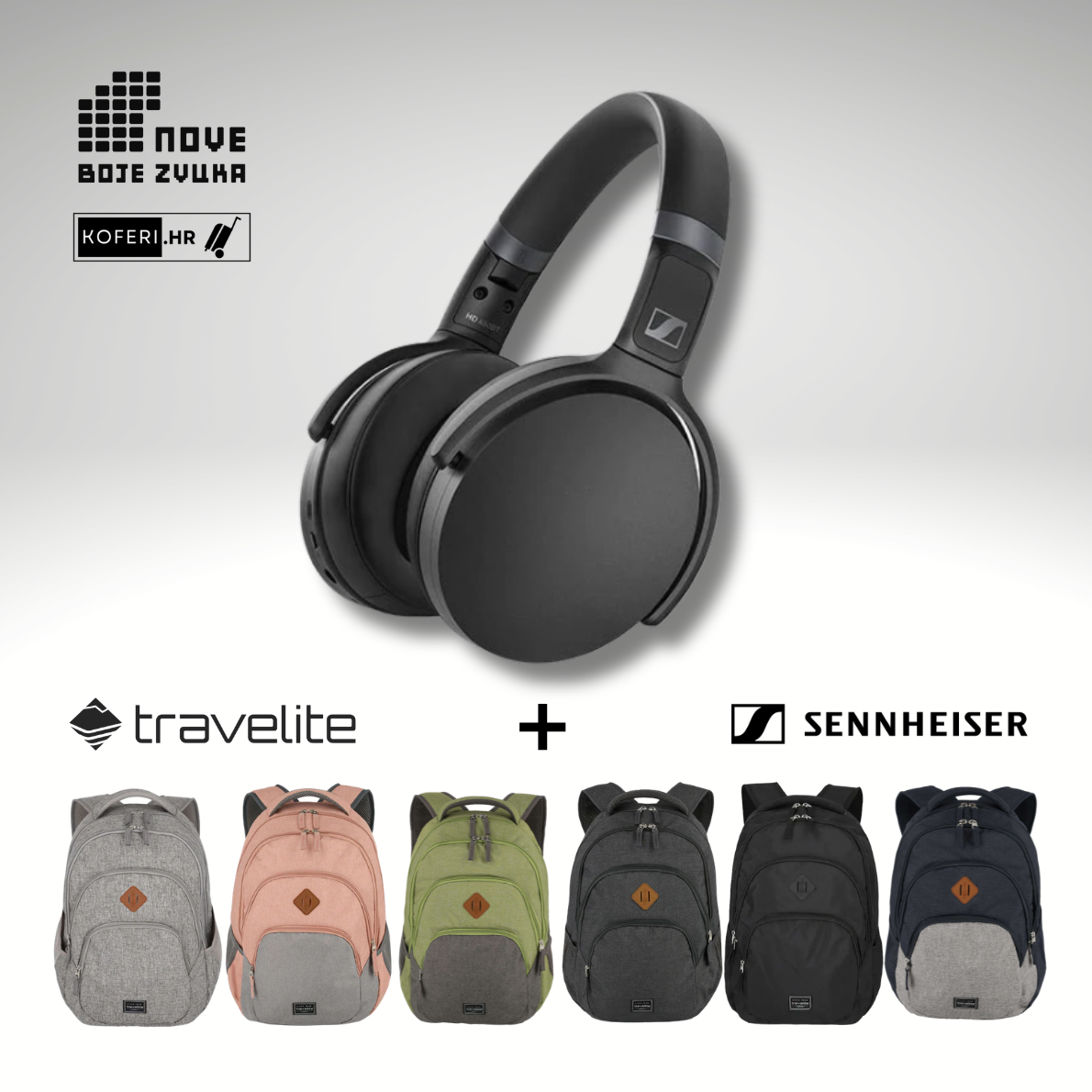 SENNHEISER HD 450 BT + Travelite Ruksak Bundle - Nove Boje Zvuka